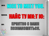 Nice to meet you. найс ту ми:т ю: Приятно с Вами познакомиться.