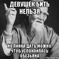 девушек бить нельзя но пинка дать можно, чтоб успокоилась обезьяна