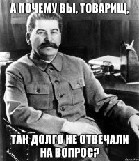 А почему вы, Товарищ, Так долго не отвечали на вопрос?