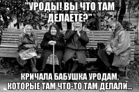 "Уроды! Вы что там делаете?" Кричала бабушка уродам, которые там что-то там делали...