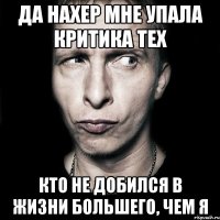 да нахер мне упала критика тех кто не добился в жизни большего, чем я