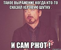 Такое выражение когда кто-то сказал херовую шутку . и САМ РЖОТ !