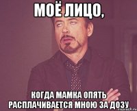 моё лицо, когда мамка опять расплачивается мною за дозу