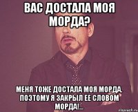 Вас достала моя морда? меня тоже достала моя морда. поэтому я закрыл ее словом морда!...