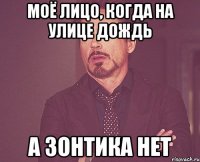 Моё лицо, когда на улице дождь а зонтика нет