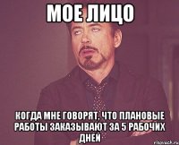 Мое лицо когда мне говорят, что плановые работы заказывают за 5 рабочих дней