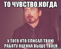 То чувство,когда у того кто списал твою работу оценка выше твоей