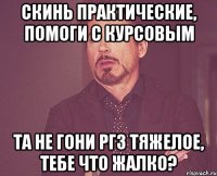 Скинь практические, помоги с курсовым та не гони РГЗ тяжелое, тебе что жалко?