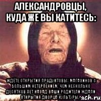 Александровцы, куда же Вы катитесь: Ждёте открытия продуктовых магазинов с большим нетерпением, чем несколько десятков лет назад Ваши родители ждали открытия Дворца культуры…