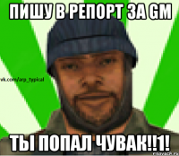 ПИШУ В РЕПОРТ ЗА GM ТЫ ПОПАЛ ЧУВАК!!1!