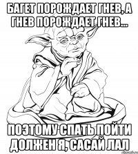 БАГЕТ ПОРОЖДАЕТ ГНЕВ, А ГНЕВ ПОРОЖДАЕТ ГНЕВ... ПОЭТОМУ СПАТЬ ПОЙТИ ДОЛЖЕН Я, САСАЙ ЛАЛ