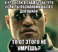 а что если я скажу тебе, что если ты познакомишься с девушкой, то от этого не умрёшь?