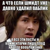 А ЧТО ЕСЛИ ШМИДТ УЖЕ ДАВНО УДАЛИЛ ПАБЛИК А ВСЕ ЭТИ ПОСТЫ И КОММЕНТАРИИ ЛИШЬ ПЛОД НАШЕГО ВООБРАЖЕНИЯ