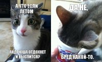 А ЧТО ЕСЛИ ЛЕТОМ АНДРЮША ОТДОХНЕТ И ВЫСПИТСЯ? ДА НЕ, БРЕД КАКОЙ-ТО.