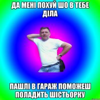 да мені похуй шо в тебе діла пашлі в гараж поможеш поладить шістьорку