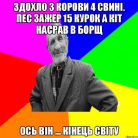 Здохло 3 корови 4 свині. Пес зажер 15 курок а кіт насрав в борщ Ось він ... Кінець світу