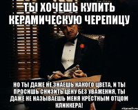 Ты хочешь купить керамическую черепицу Но ты даже не знаешь какого цвета, и ты просишь снизить цену без уважения, ты даже не называешь меня крёстным отцом Клинкера!