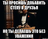 Ты просишь добавить Стёпу в друзья но ты делаешь это без уважения