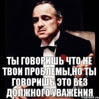 ты говоришь что не твои проблемы,но ты говоришь это без должного уважения