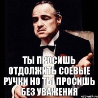 ты просишь отдолжить соевые ручки но ты просишь без уважения