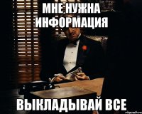 мне нужна информация выкладывай все