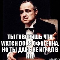 Ты говоришь что Watch Dogs офигенна, но ты даже не играл в неё