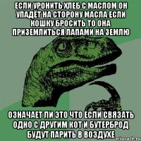 Если уронить хлеб с маслом он упадёт на сторону масла если кошку бросить то она приземлиться лапами на землю Означает ли это что если связать одно с другим кот и бутерброд будут парить в воздухе