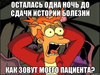 Осталась одна ночь до сдачи истории болезни как зовут моего пациента?