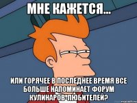 МНЕ КАЖЕТСЯ... ИЛИ ГОРЯЧЕЕ В ПОСЛЕДНЕЕ ВРЕМЯ ВСЕ БОЛЬШЕ НАПОМИНАЕТ ФОРУМ КУЛИНАРОВ-ЛЮБИТЕЛЕЙ?