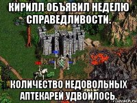 Кирилл объявил неделю справедливости. Количество недовольных аптекарей удвоилось.