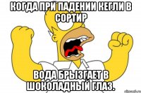 Когда при падении кегли в сортир вода брызгает в шоколадный глаз.