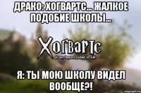 Драко: Хогвартс... Жалкое подобие школы... Я: Ты мою школу видел вообще?!