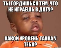 Ты гордишься тем, что не играешь в доту? Какой уровень танка у тебя?