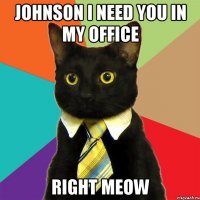 JOHNSON I NEED YOU IN MY OFFICE RIGHT MEOW