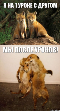 Я на 1 уроке с другом Мы после уроков!