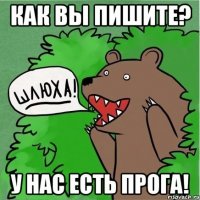 как вы пишите? у нас есть прога!