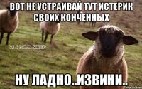 вот не устраивай тут истерик своих конченных ну ладно..извини..