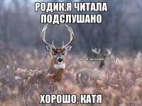 Родик,я читала подслушано Хорошо, Катя