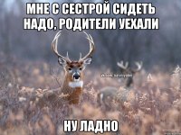 Мне с сестрой сидеть надо, родители уехали Ну ладно