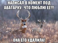 Написал в комент под аватарку , что люблю её!!! Она его удалила!