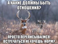 А какие должны быть отношения? Просто переписываемся. Встречаться не хочешь. Норм?