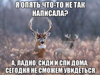 Я опять что-то не так написала? А, ладно, сиди и спи дома. Сегодня не сможем увидеться