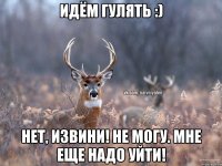 Идём гулять :) Нет, извини! не могу. мне еще надо уйти!