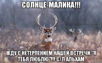 Солнце-Малика!!! Жду с нетерпением нашей встречи."Я тебя люблю"!!! с/л Альхам