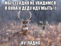 Мы сегодня не увидимся, я окна к деду иду мыть=( Ну, ладно