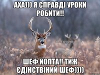 Аха))) Я справді уроки робити!! шеф йопта!! Тиж єдінствіний шеф))))