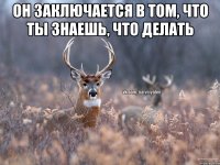 он заключается в том, что ты знаешь, что делать 