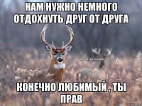 Нам нужно немного отдохнуть друг от друга Конечно любимый , ты прав