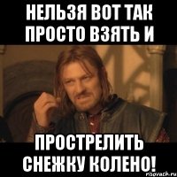 нельзя вот так просто взять и прострелить снежку колено!