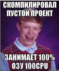 скомпилировал пустой проект занимает 100% ОЗУ 100cpu